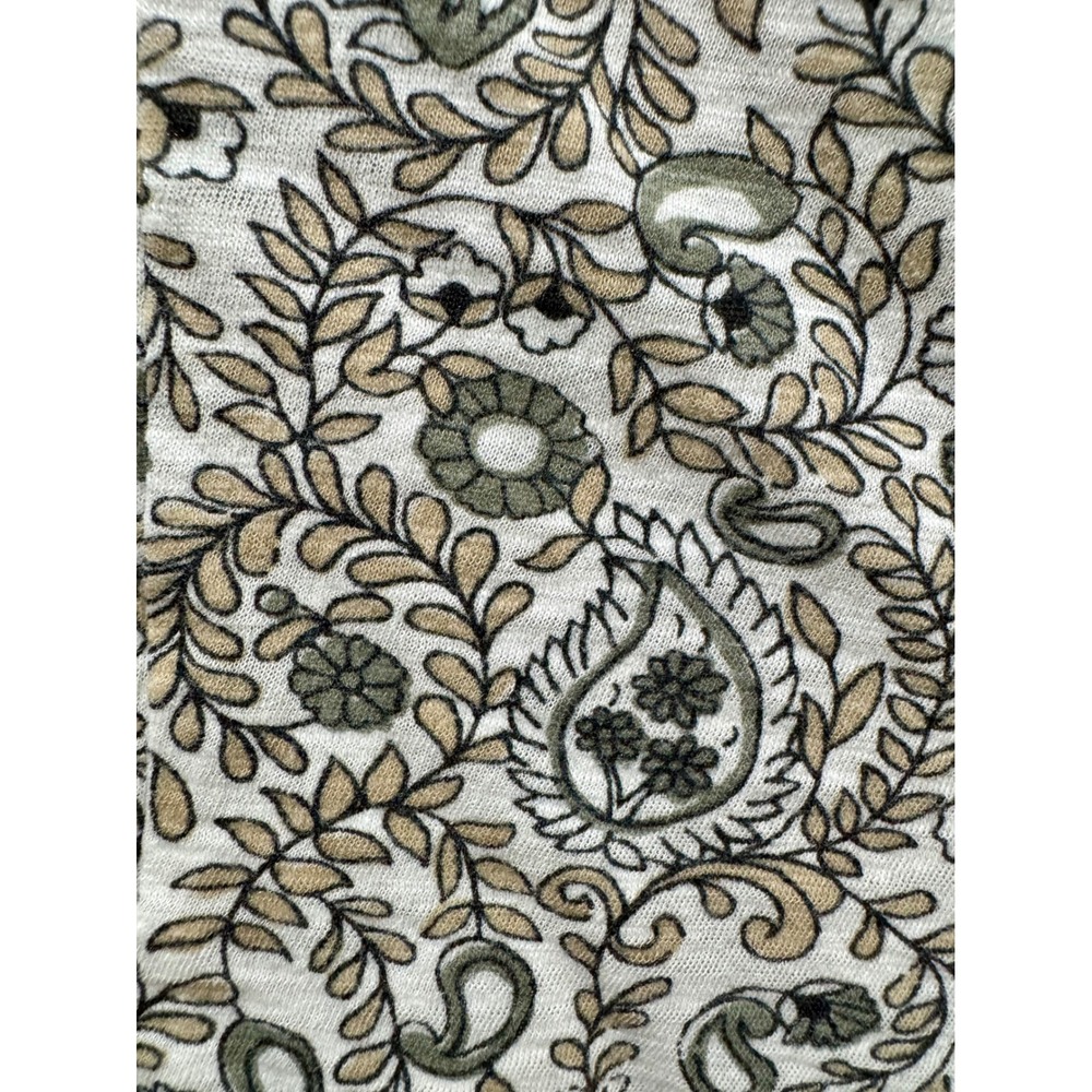 Lucky Brand Womens Paisley Floral Smocked V-Neck Sleeveless Top Green Tan Large - Picture 3 of 5